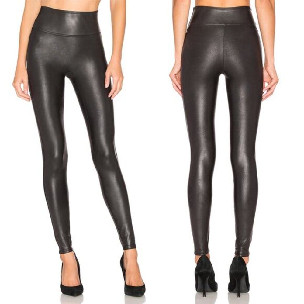 Spanx Faux Leather Leggings S Black Edgy Chic High Waisted Liquid Look Skinny